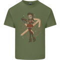 Sagittarius Steampunk Woman Zodiac Mens Cotton T-Shirt Tee Top Military Green
