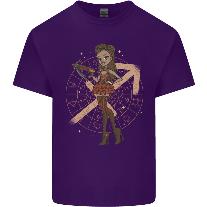 Sagittarius Steampunk Woman Zodiac Mens Cotton T-Shirt Tee Top Purple