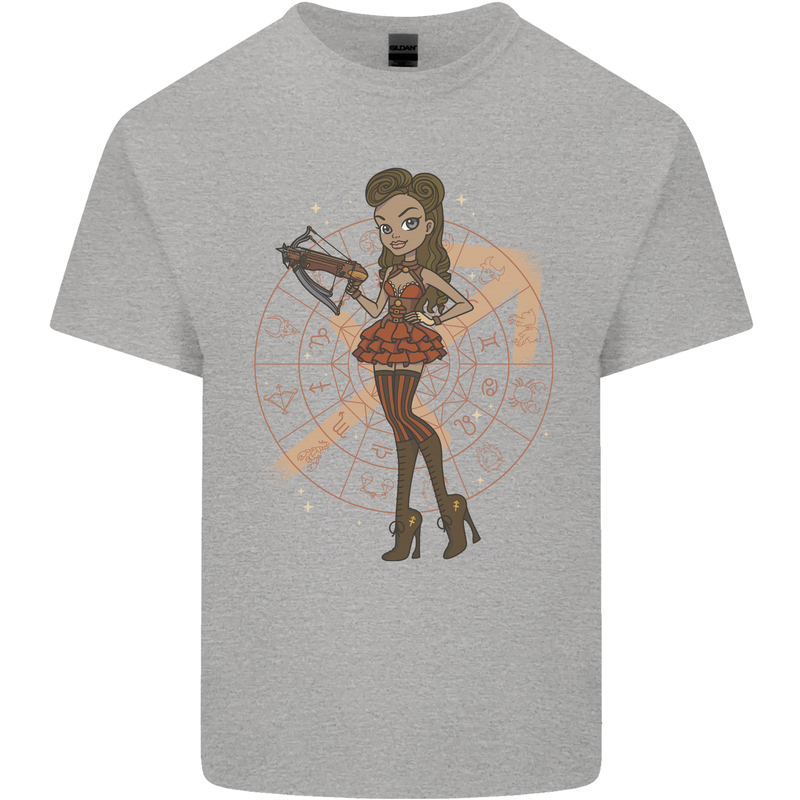 Sagittarius Steampunk Woman Zodiac Mens Cotton T-Shirt Tee Top Sports Grey