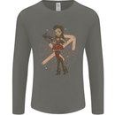 Sagittarius Steampunk Woman Zodiac Mens Long Sleeve T-Shirt Charcoal