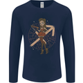 Sagittarius Steampunk Woman Zodiac Mens Long Sleeve T-Shirt Navy Blue