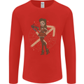 Sagittarius Steampunk Woman Zodiac Mens Long Sleeve T-Shirt Red