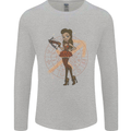 Sagittarius Steampunk Woman Zodiac Mens Long Sleeve T-Shirt Sports Grey