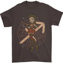 Sagittarius Steampunk Woman Zodiac Mens T-Shirt 100% Cotton Dark Chocolate