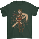 Sagittarius Steampunk Woman Zodiac Mens T-Shirt 100% Cotton Forest Green