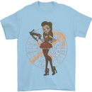 Sagittarius Steampunk Woman Zodiac Mens T-Shirt 100% Cotton Light Blue