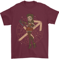 Sagittarius Steampunk Woman Zodiac Mens T-Shirt 100% Cotton Maroon