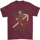 Sagittarius Steampunk Woman Zodiac Mens T-Shirt 100% Cotton Maroon
