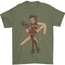 Sagittarius Steampunk Woman Zodiac Mens T-Shirt 100% Cotton Military Green