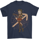Sagittarius Steampunk Woman Zodiac Mens T-Shirt 100% Cotton Navy Blue