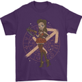 Sagittarius Steampunk Woman Zodiac Mens T-Shirt 100% Cotton Purple