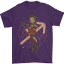 Sagittarius Steampunk Woman Zodiac Mens T-Shirt 100% Cotton Purple