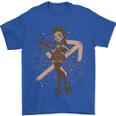 Sagittarius Steampunk Woman Zodiac Mens T-Shirt 100% Cotton Royal Blue