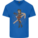 Sagittarius Steampunk Woman Zodiac Mens V-Neck Cotton T-Shirt Royal Blue