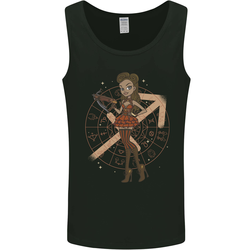 Sagittarius Steampunk Woman Zodiac Mens Vest Tank Top Black