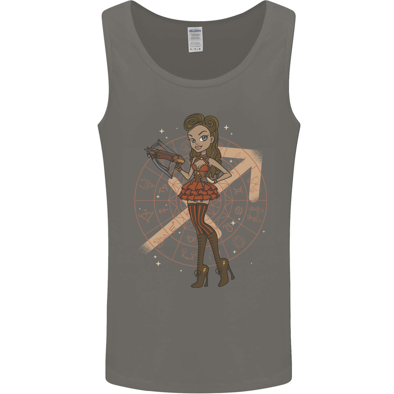 Sagittarius Steampunk Woman Zodiac Mens Vest Tank Top Charcoal