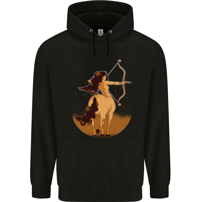 Sagittarius Woman Zodiac Star Sign Childrens Kids Hoodie Black