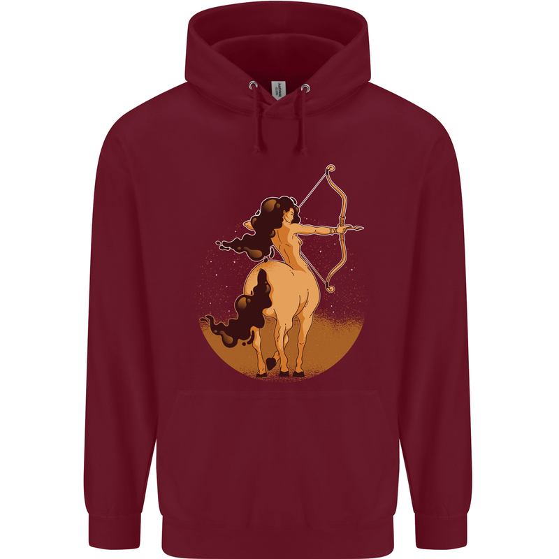 Sagittarius Woman Zodiac Star Sign Childrens Kids Hoodie Maroon