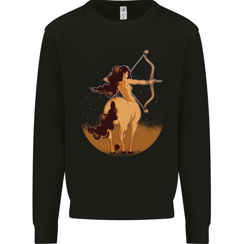 Sagittarius Woman Zodiac Star Sign Kids Sweatshirt Jumper Black