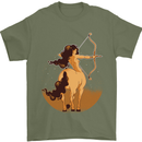 Sagittarius Woman Zodiac Star Sign Mens T-Shirt 100% Cotton Military Green