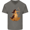 Sagittarius Woman Zodiac Star Sign Mens V-Neck Cotton T-Shirt Charcoal