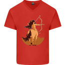 Sagittarius Woman Zodiac Star Sign Mens V-Neck Cotton T-Shirt Red