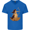 Sagittarius Woman Zodiac Star Sign Mens V-Neck Cotton T-Shirt Royal Blue