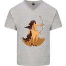 Sagittarius Woman Zodiac Star Sign Mens V-Neck Cotton T-Shirt Sports Grey