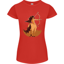 Sagittarius Woman Zodiac Star Sign Womens Petite Cut T-Shirt Red