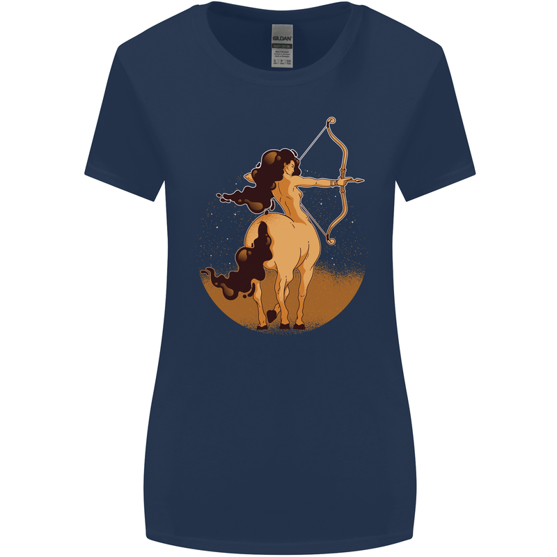 Sagittarius Woman Zodiac Star Sign Womens Wider Cut T-Shirt Navy Blue