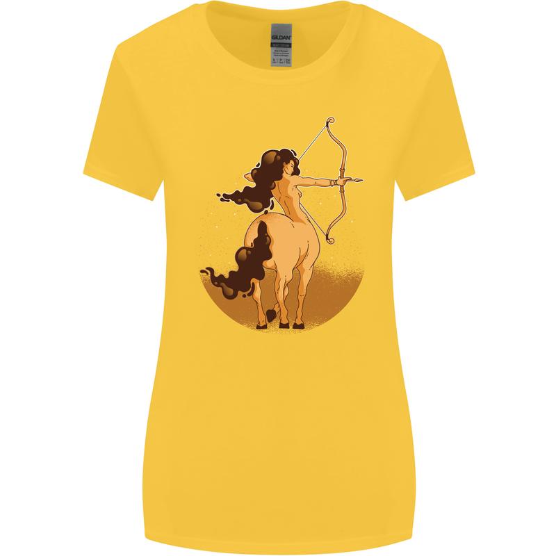 Sagittarius Woman Zodiac Star Sign Womens Wider Cut T-Shirt Yellow