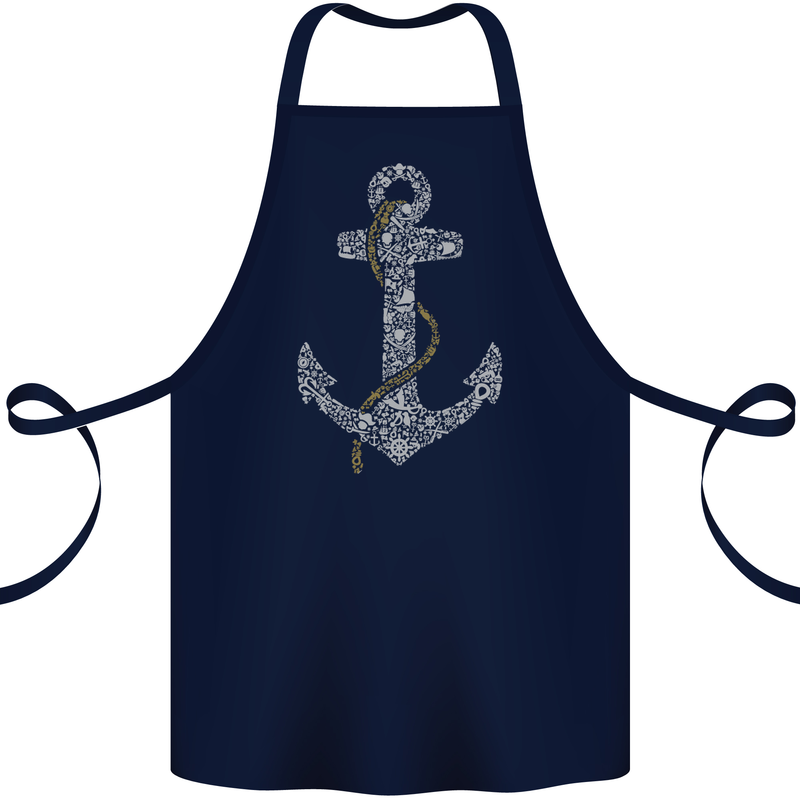 Sailing Anchor Sailor Boat Captain Ship Cotton Apron 100% Organic Navy Blue