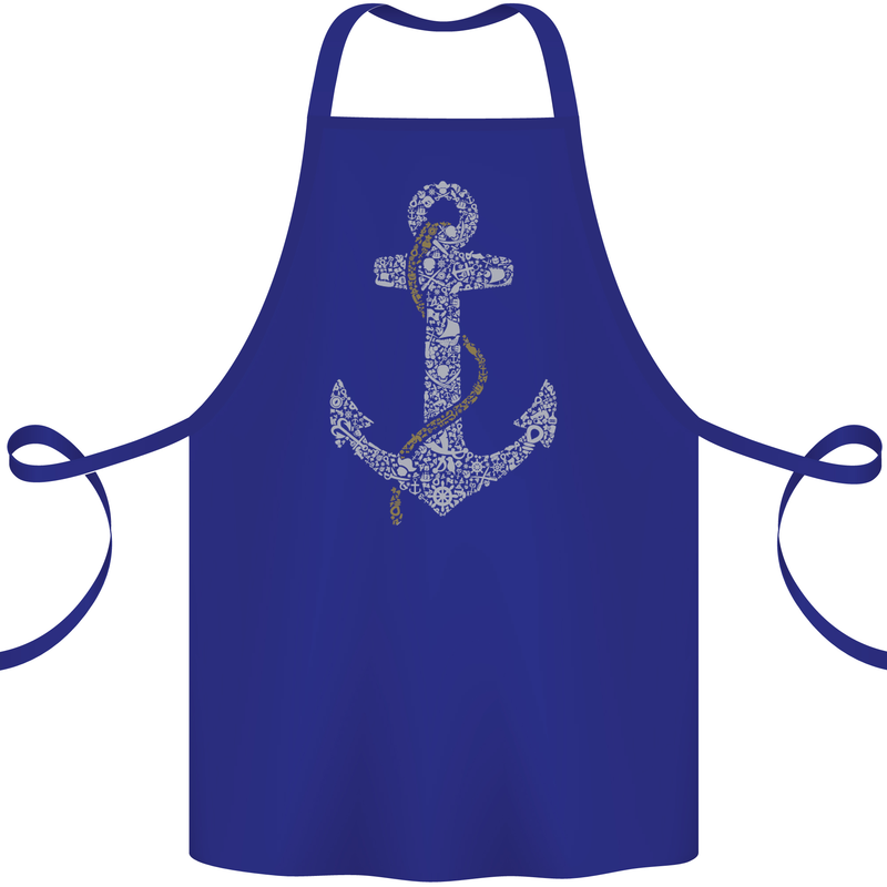 Sailing Anchor Sailor Boat Captain Ship Cotton Apron 100% Organic Royal Blue