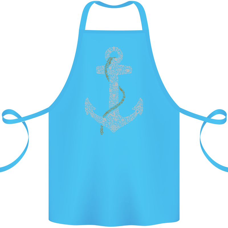 Sailing Anchor Sailor Boat Captain Ship Cotton Apron 100% Organic Turquoise
