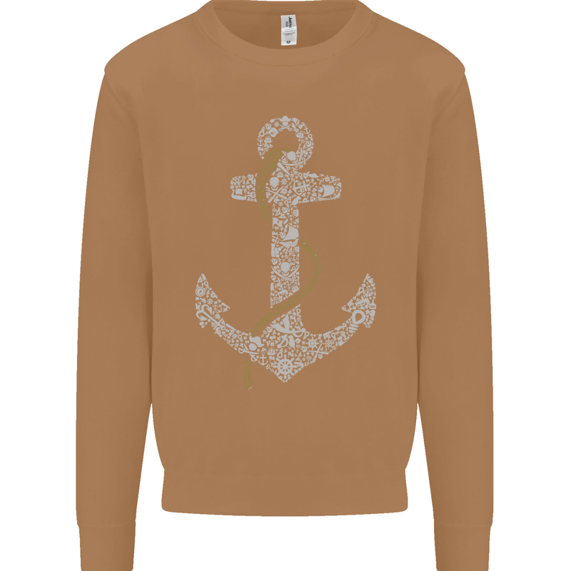 Sailing Anchor Sailor Boat Captain Ship Mens Sweatshirt Jumper Caramel Latte