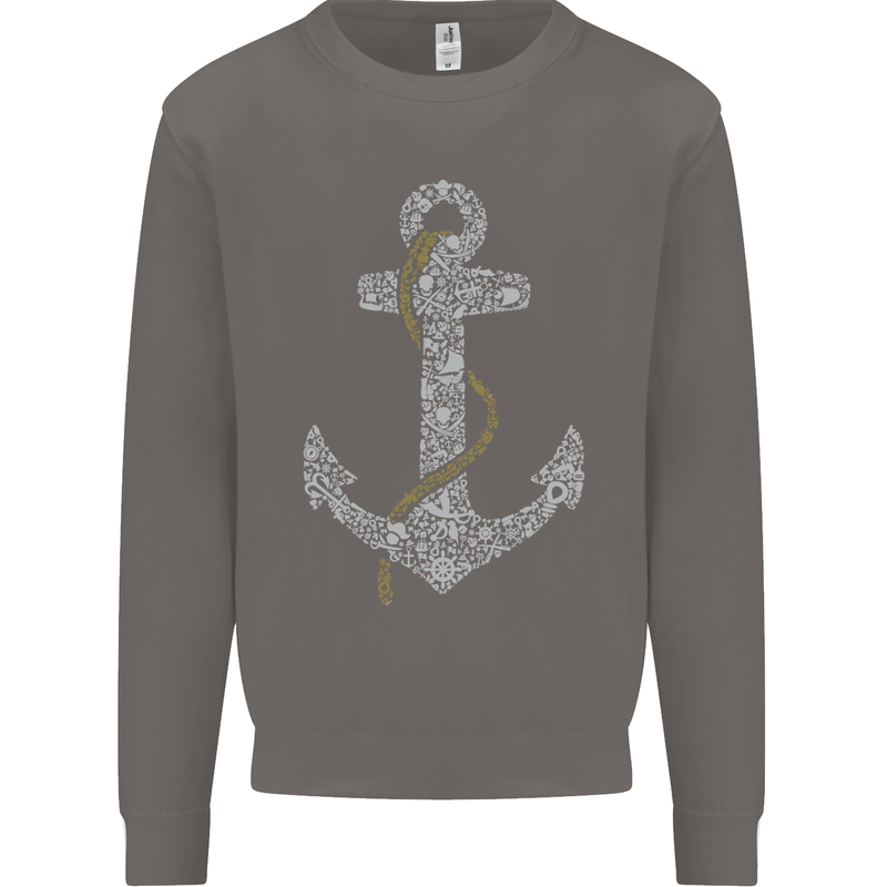 Sailing Anchor Sailor Boat Captain Ship Mens Sweatshirt Jumper Charcoal