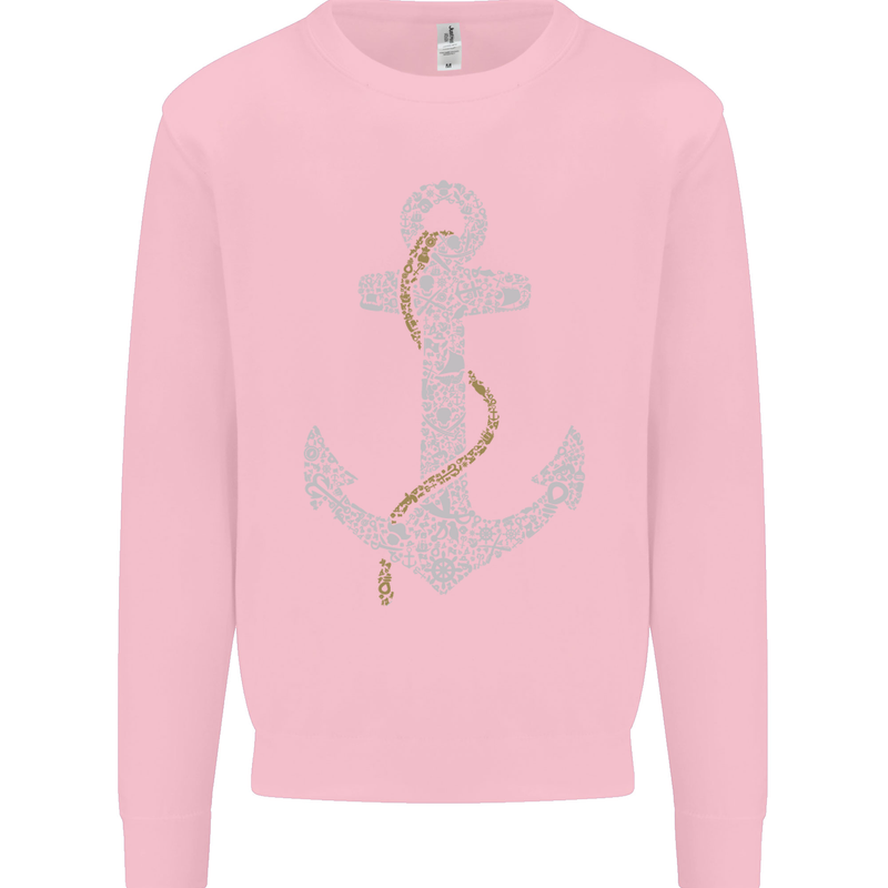 Sailing Anchor Sailor Boat Captain Ship Mens Sweatshirt Jumper Light Pink