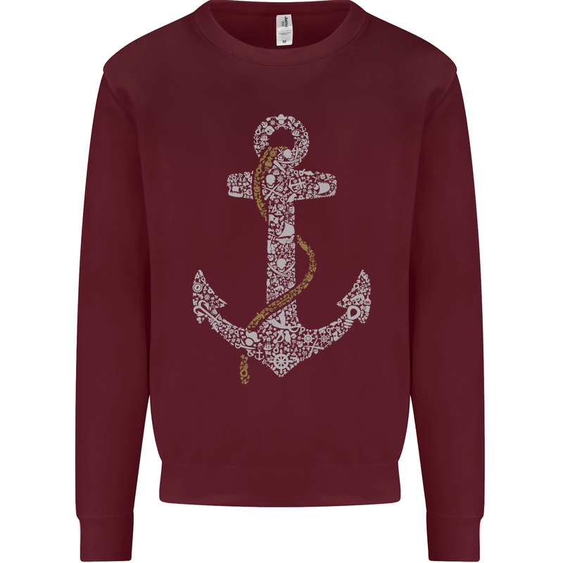 Sailing Anchor Sailor Boat Captain Ship Mens Sweatshirt Jumper Maroon