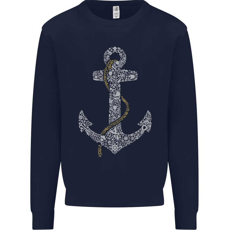 Sailing Anchor Sailor Boat Captain Ship Mens Sweatshirt Jumper Navy Blue