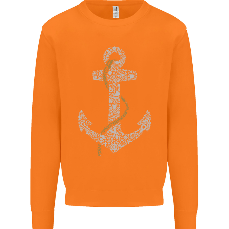 Sailing Anchor Sailor Boat Captain Ship Mens Sweatshirt Jumper Orange