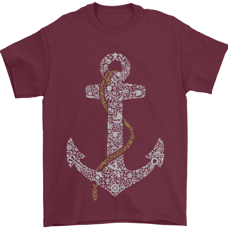 Sailing Anchor Sailor Boat Captain Ship Mens T-Shirt Cotton Gildan Maroon