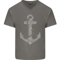 Sailing Anchor Sailor Boat Captain Ship Mens V-Neck Cotton T-Shirt Charcoal