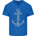 Sailing Anchor Sailor Boat Captain Ship Mens V-Neck Cotton T-Shirt Royal Blue