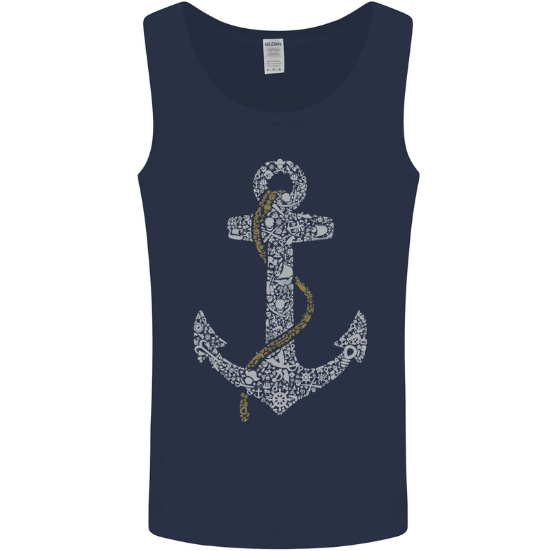 Sailing Anchor Sailor Boat Captain Ship Mens Vest Tank Top Navy Blue