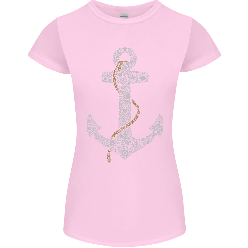 Sailing Anchor Sailor Boat Captain Ship Womens Petite Cut T-Shirt Light Pink