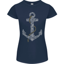 Sailing Anchor Sailor Boat Captain Ship Womens Petite Cut T-Shirt Navy Blue