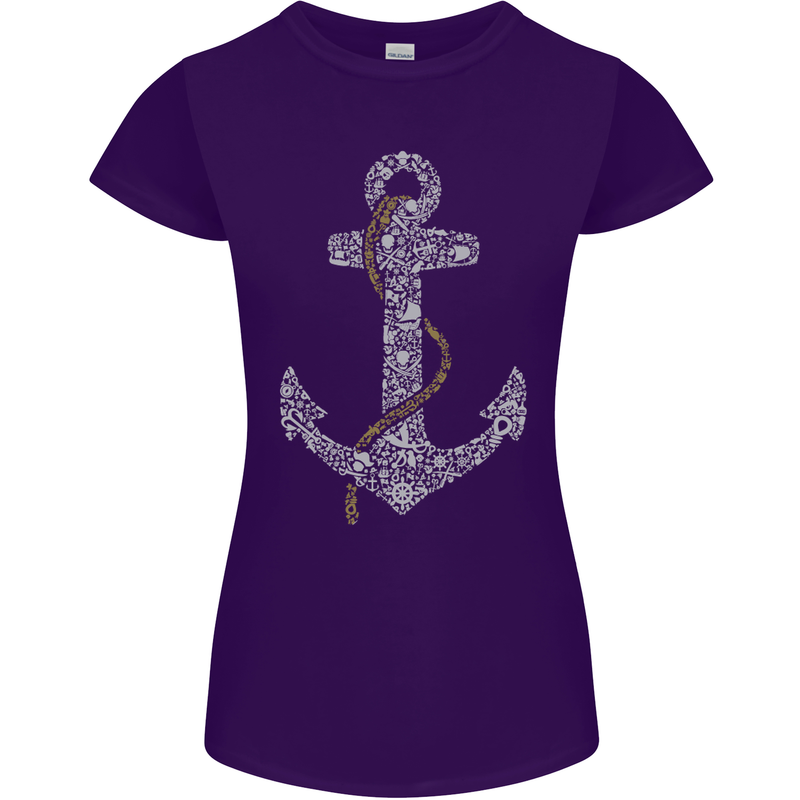 Sailing Anchor Sailor Boat Captain Ship Womens Petite Cut T-Shirt Purple