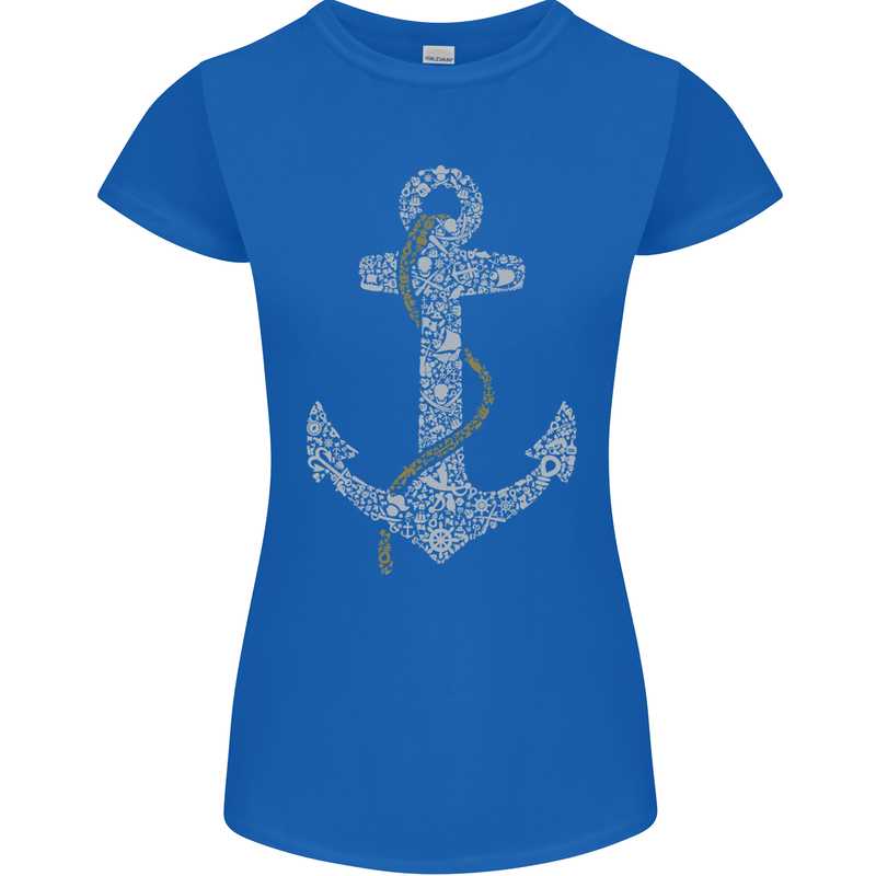 Sailing Anchor Sailor Boat Captain Ship Womens Petite Cut T-Shirt Royal Blue