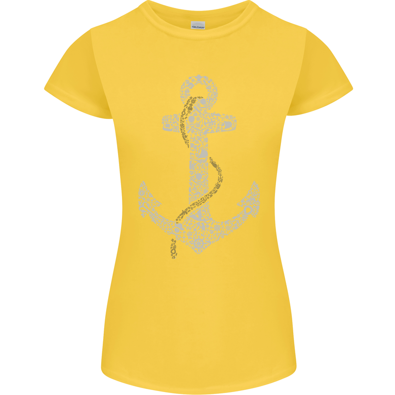 Sailing Anchor Sailor Boat Captain Ship Womens Petite Cut T-Shirt Yellow