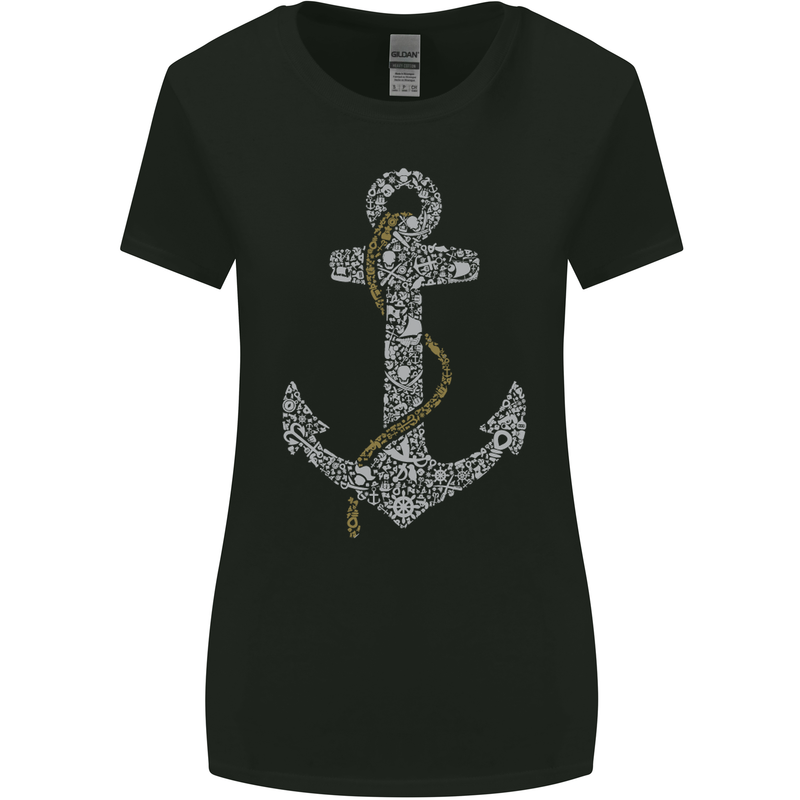 Sailing Anchor Sailor Boat Captain Ship Womens Wider Cut T-Shirt Black
